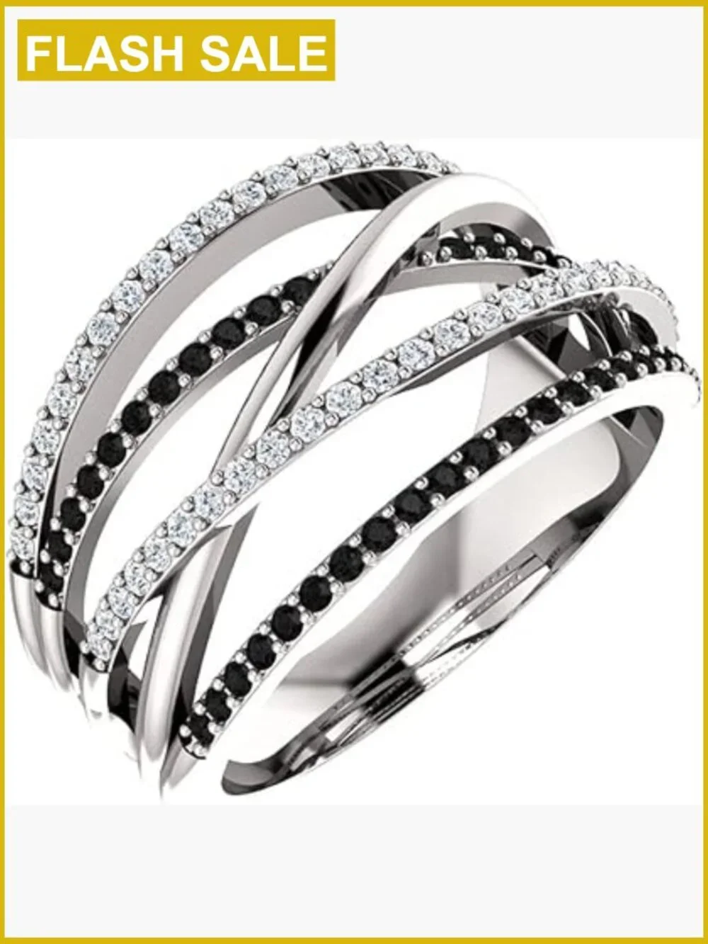 925 Sterling Silver Multi Row CZ Eternity Ring Engagement Wedding Band Size